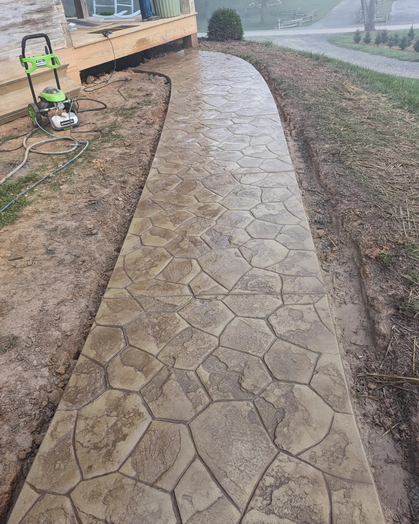 Stamped concrete walkway